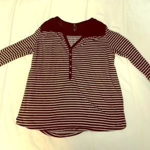 H&M 3/4 length black and white striped shirt